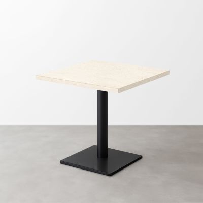 大理石柄スナックテーブル（D500）ホワイトベージュ（マット）正方形ベース脚セット