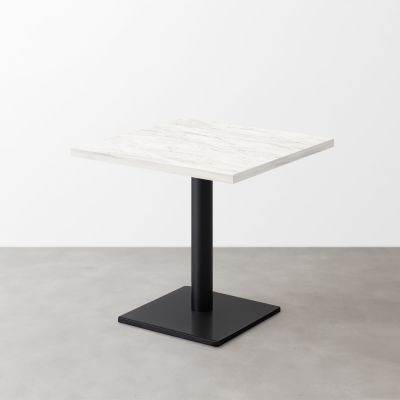 大理石柄 スナックテーブル（D500）ホワイトグレー（マット）正方形ベース脚セット