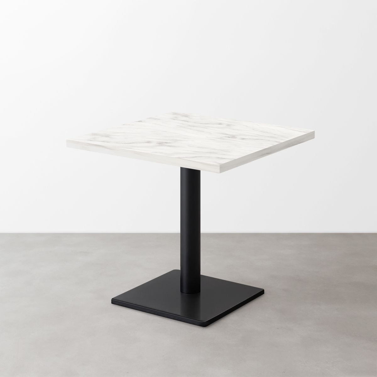 大理石柄スナックテーブル（D500）ホワイトグレー（マット）正方形ベース脚セット-画像1
