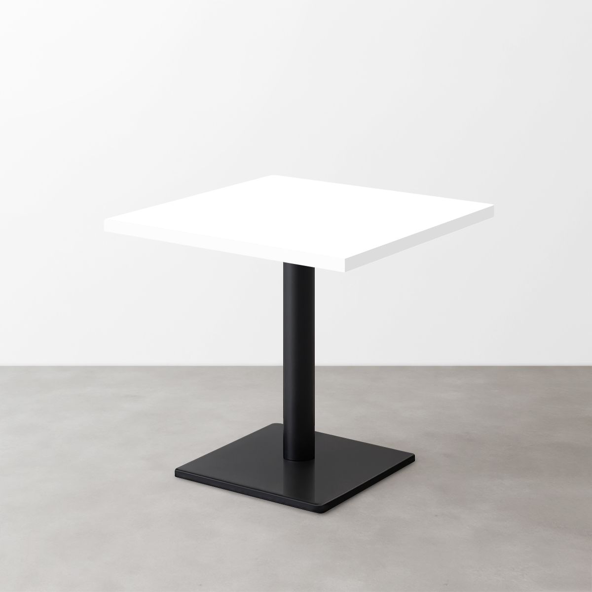 鏡面スナックテーブル(D600)グロスホワイト 正方形ベース脚セット-画像1