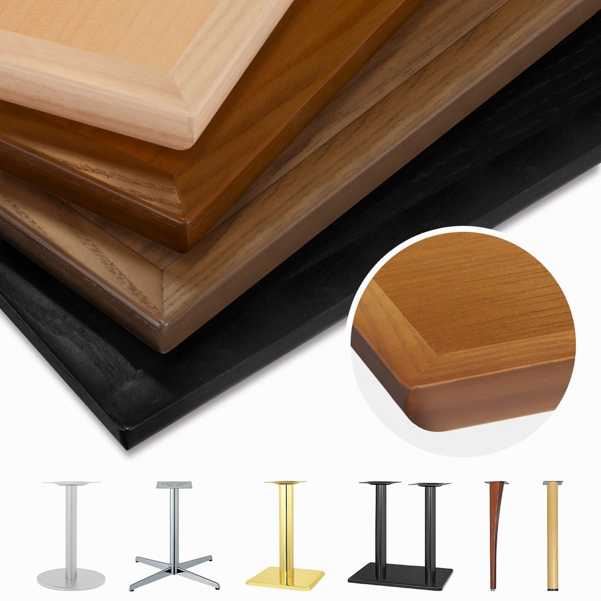 木製船底形エッジ（天然木テーブル）WRシリーズ｜ハストネット