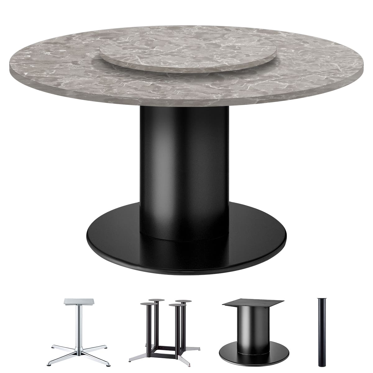 中華テーブル 大理石柄メラミン天板(共巻きエッジ)-画像1