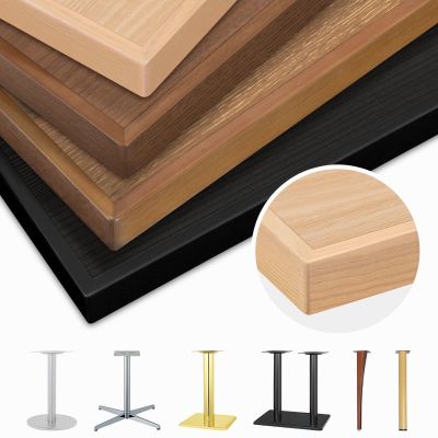 木目和風テーブル（木製エッジ）