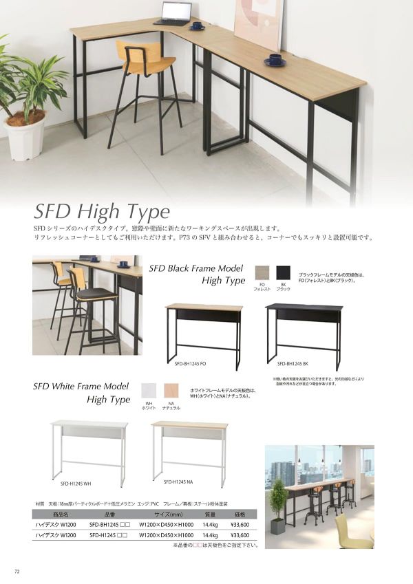 SFD-B ハイデスク ブラックフレーム SFD-BH1245のカタログ画像-1