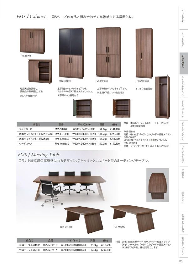 木製キャビネット（上段ガラス扉） FMS-CG1850のカタログ画像-1