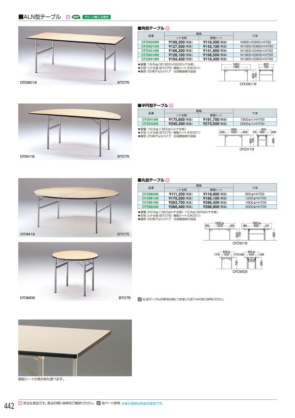 ALN型テーブルのカタログ画像-1