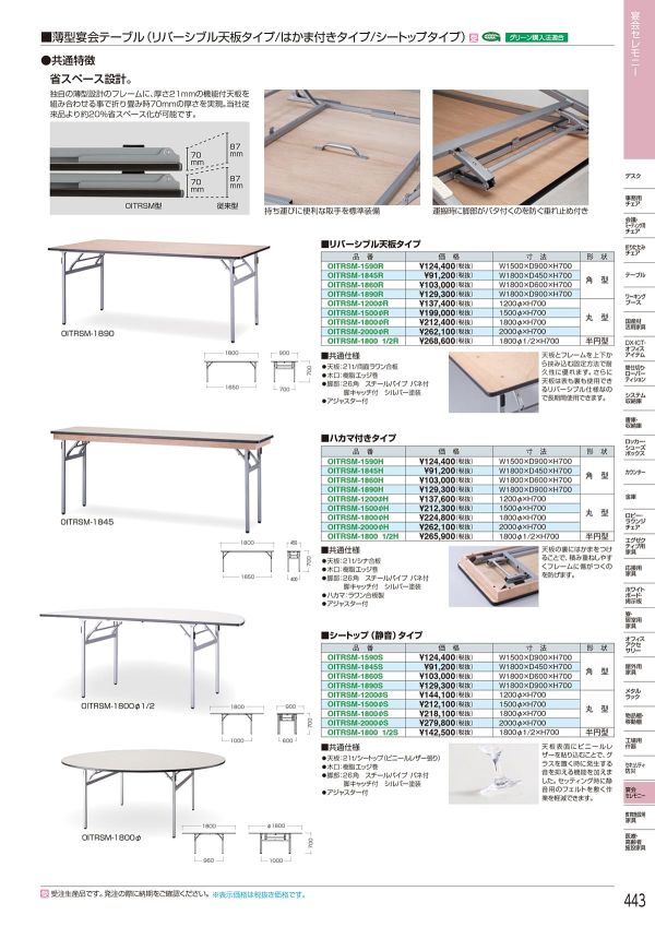 薄型宴会テーブル ハカマ付のカタログ画像-1