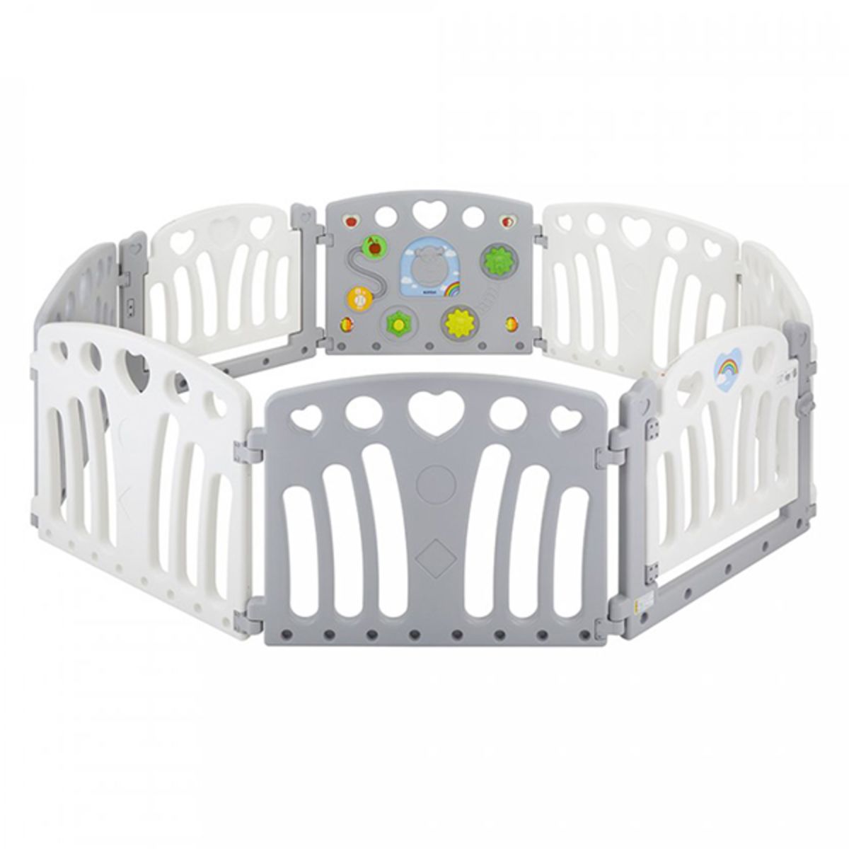 ベビーサークル 2ドア コロコロランド(ホワイト&グレー)-画像1