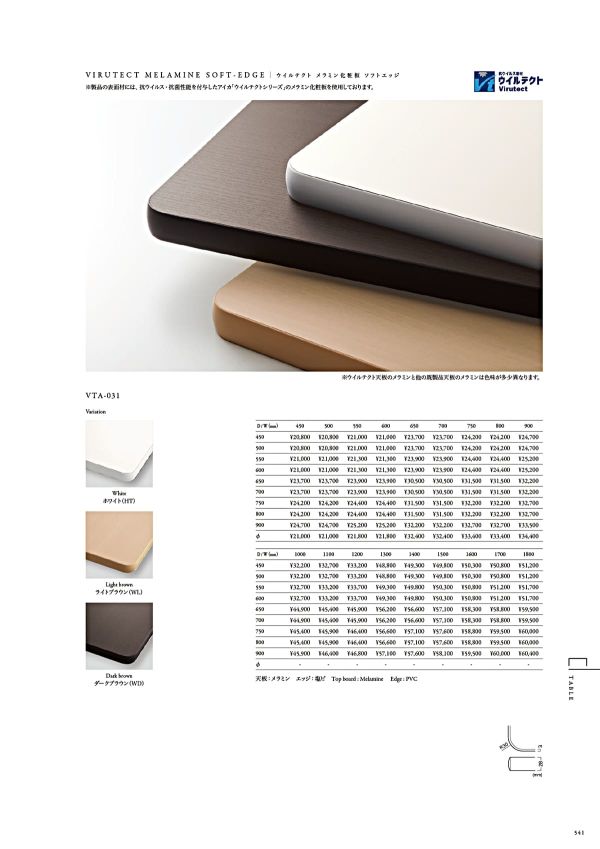 VTA-031 ウイルテクト メラミン化粧板 ソフトエッジのカタログ画像-1