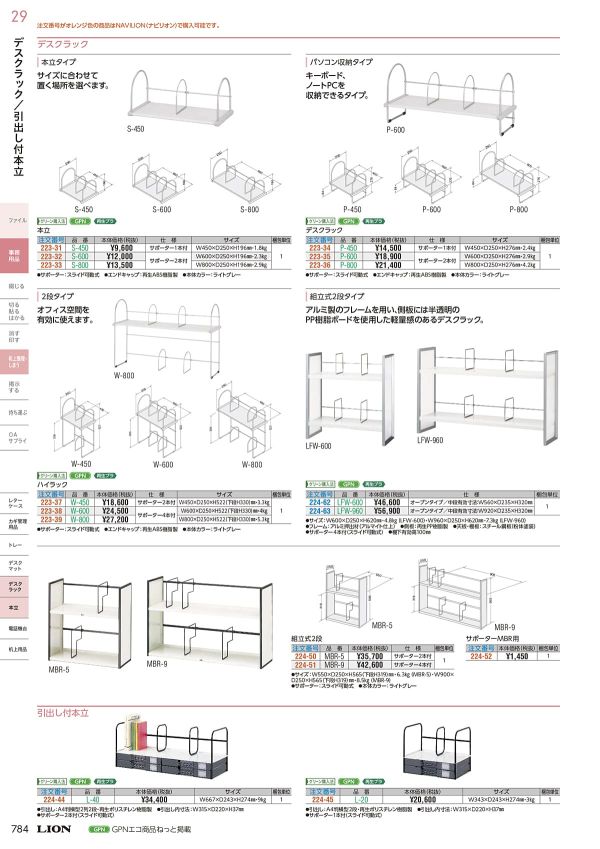 デスクラック 2段タイプ Wシリーズのカタログ画像-1