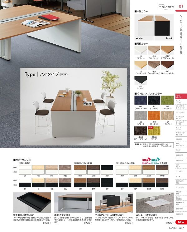 モルノート ワークテーブル 両面タイプ 連結型 D1400mmのカタログ画像-3