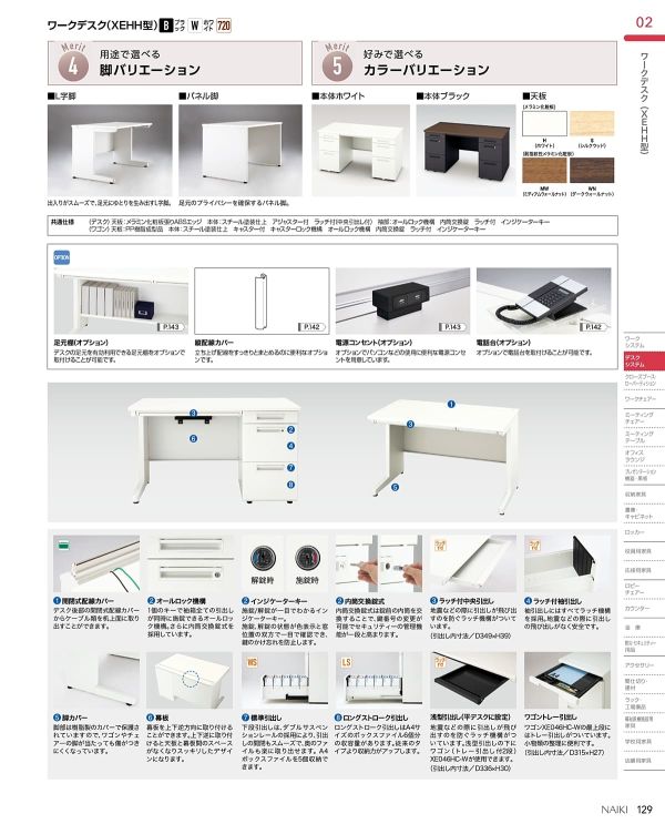 XEHH型 両袖デスク KKタイプ ホワイト D800のカタログ画像-3