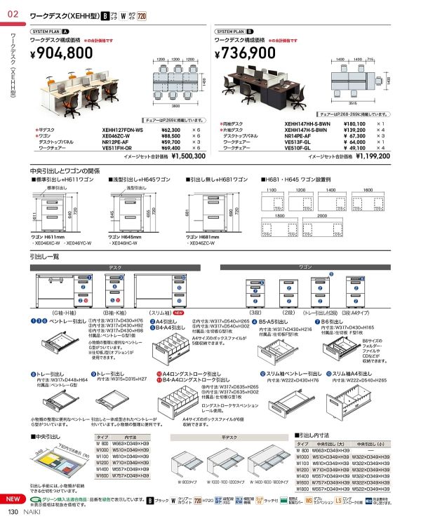 XEHH型 両袖デスク KKタイプ ホワイト D800のカタログ画像-4