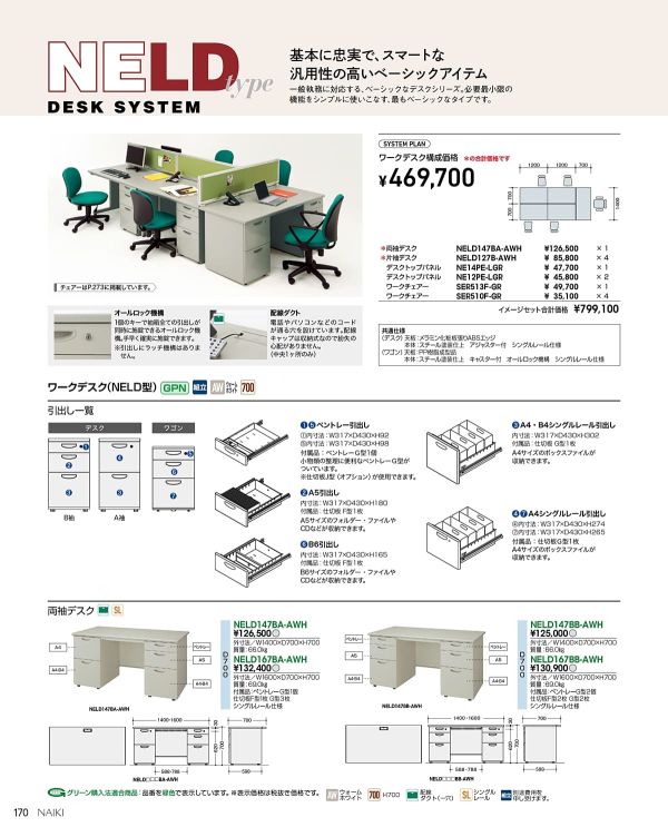 NELD型 片袖デスク Bタイプのカタログ画像-2