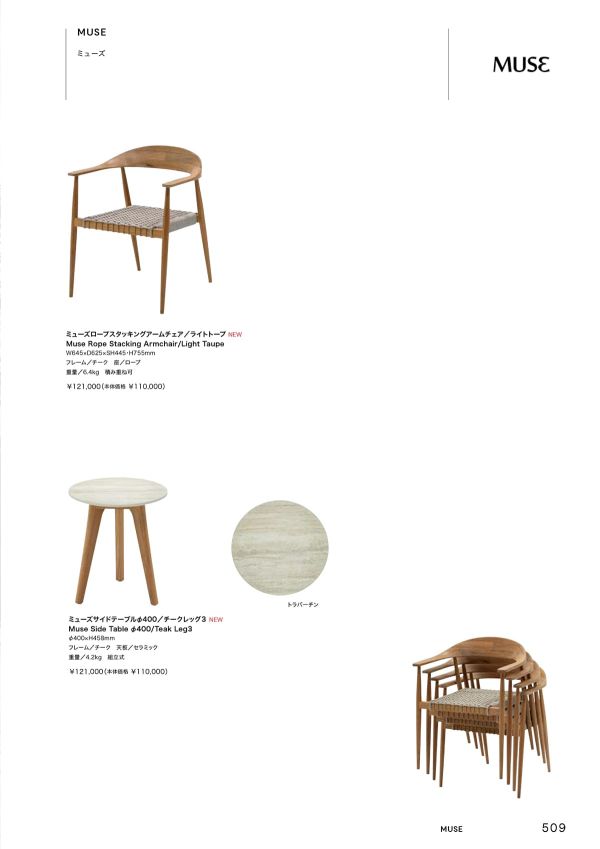 ミューズ サイドテーブルφ400／チークレッグ3のカタログ画像-1