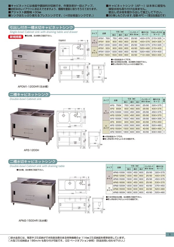 二槽水切キャビネットシンク APM2シリーズのカタログ画像-1