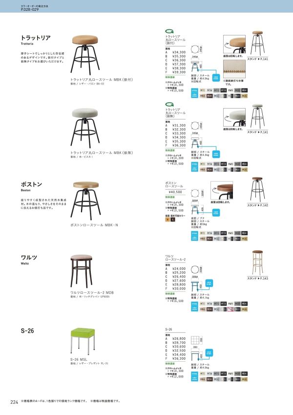 トラットリア 丸ロースツール（鋲付）のカタログ画像-2