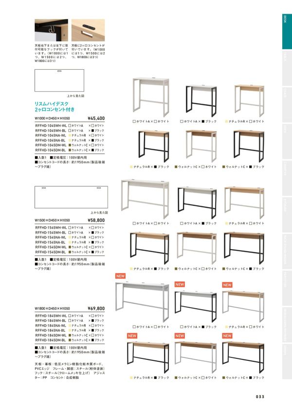 リスムハイデスク 2ヶ口コンセント付き RFFHDのカタログ画像-1