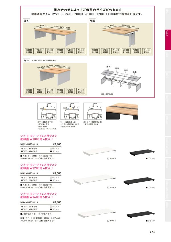 配線蓋 ブラック W1000用 RFTFT-10BK-OPFのカタログ画像-1