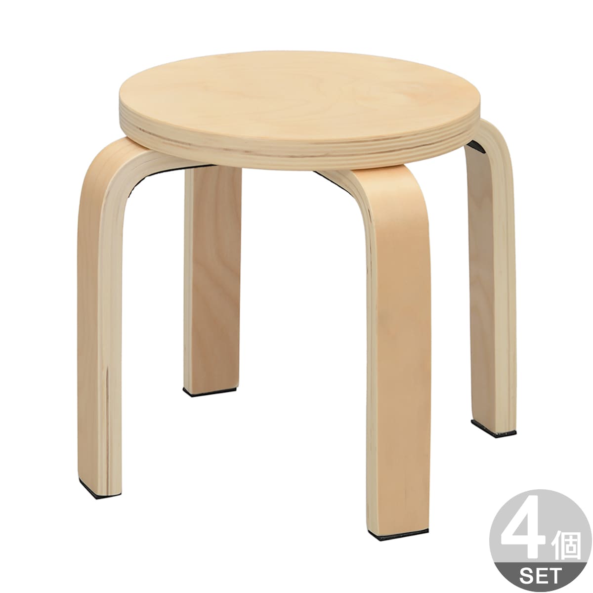 木製丸椅子 ロー SHSC-LNA 4脚セット-画像1