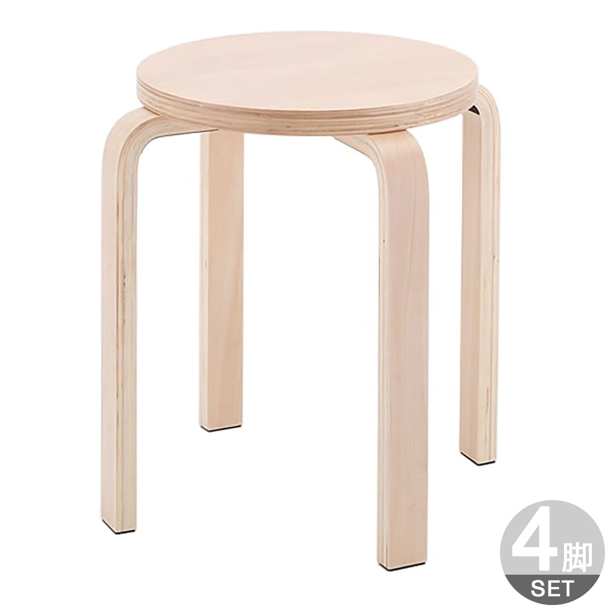 木製丸椅子 Z-SHSC 4脚セット-画像1