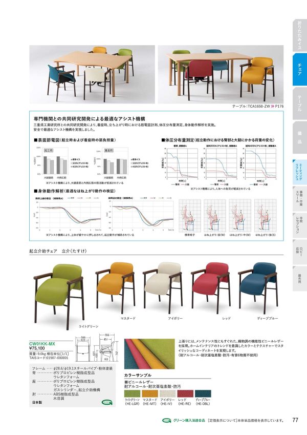 起立介助チェア 立介 CW01KK-MXのカタログ画像-2