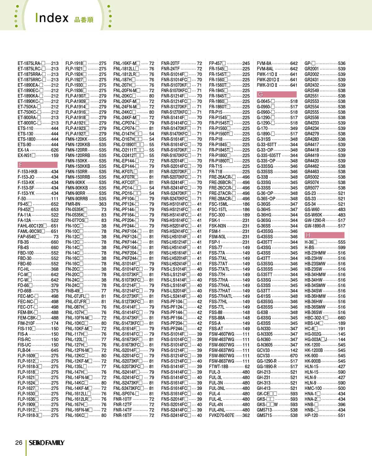 セイコーファミリー SEIKOFAMILY カタログ P26