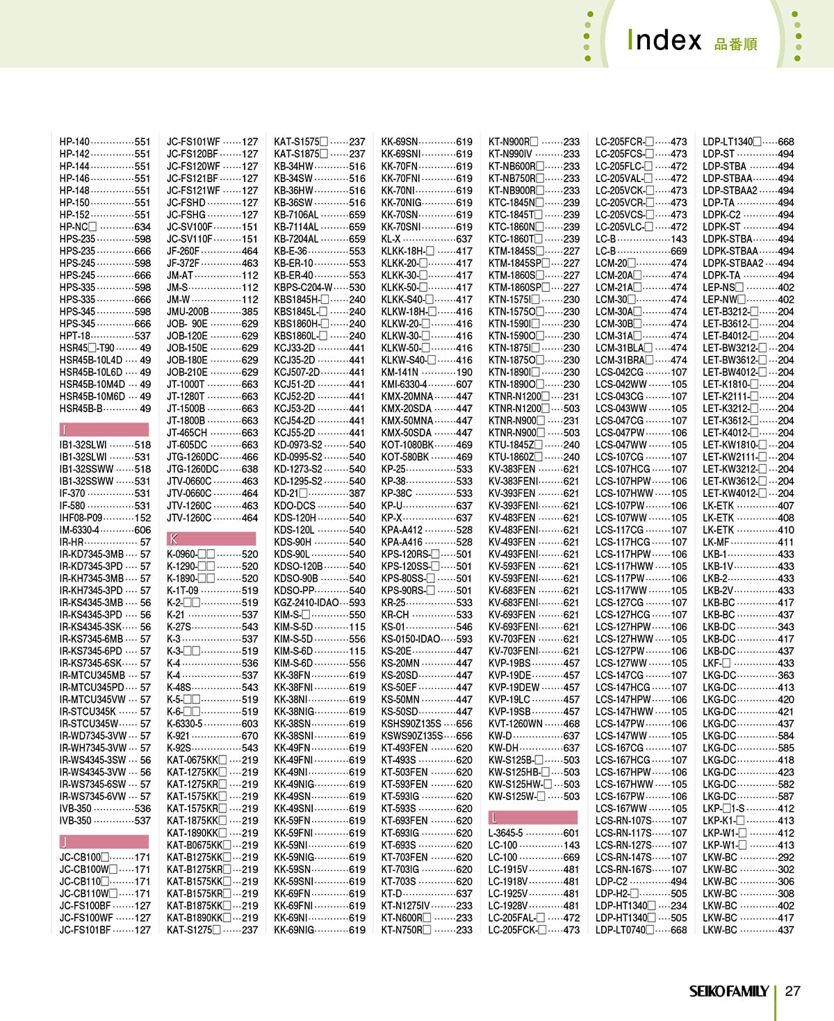 セイコーファミリー SEIKOFAMILY カタログ P27
