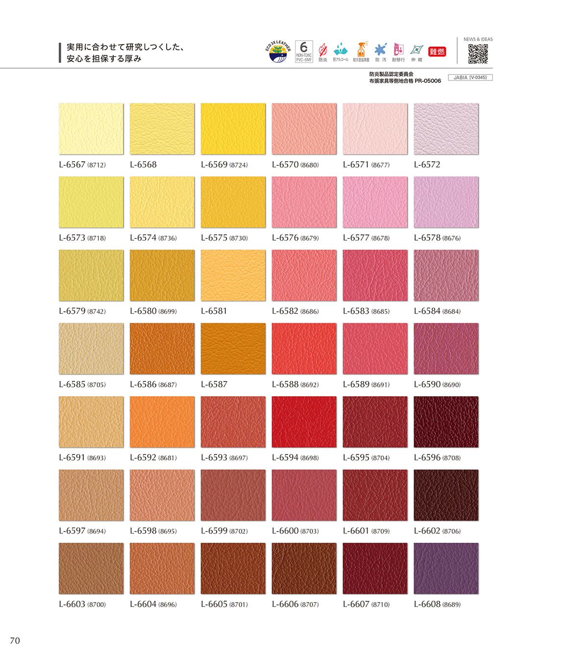 シンコール張地（レザー）SINCOL カタログ P70