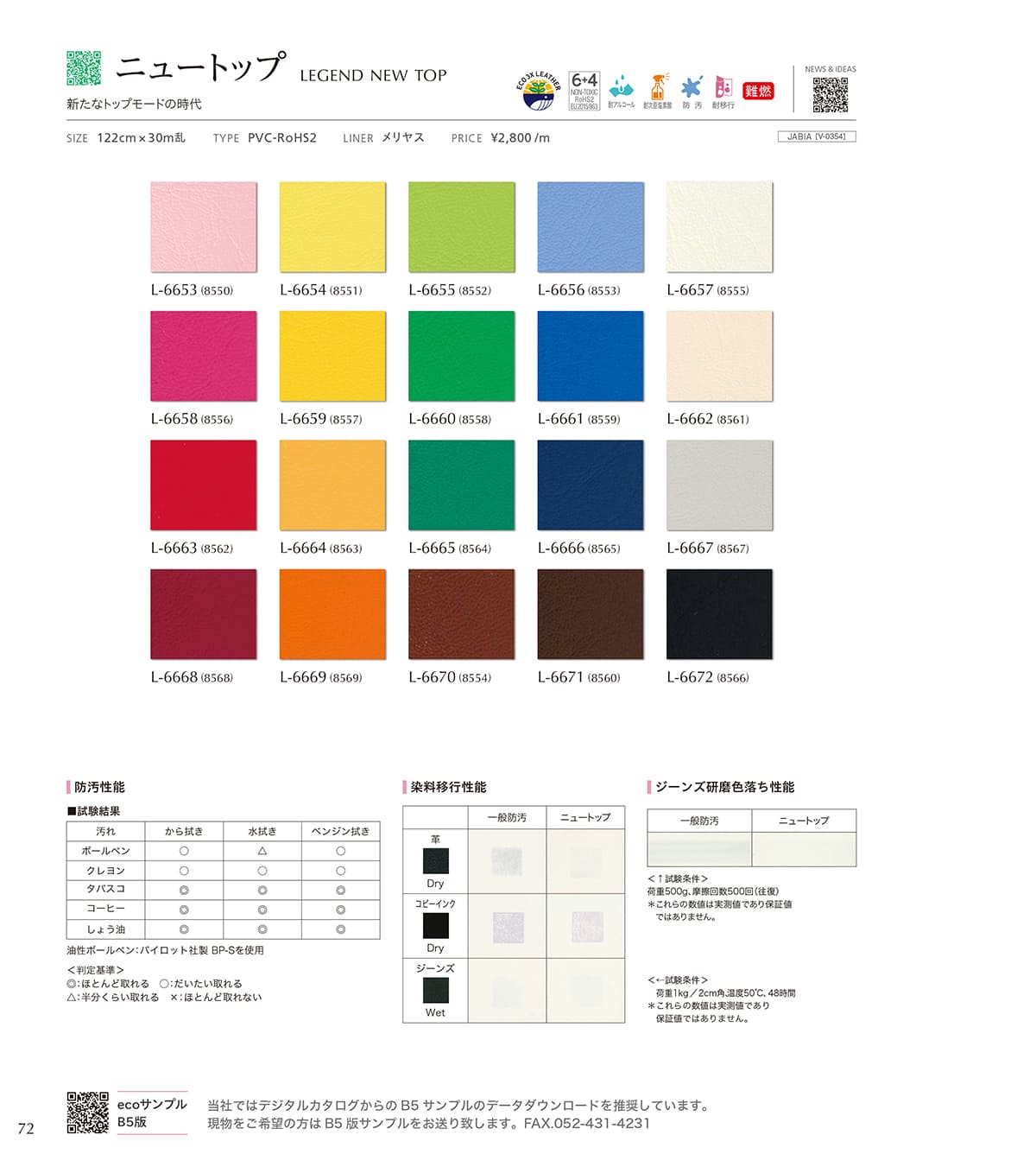 シンコール張地（レザー）SINCOL カタログ P72