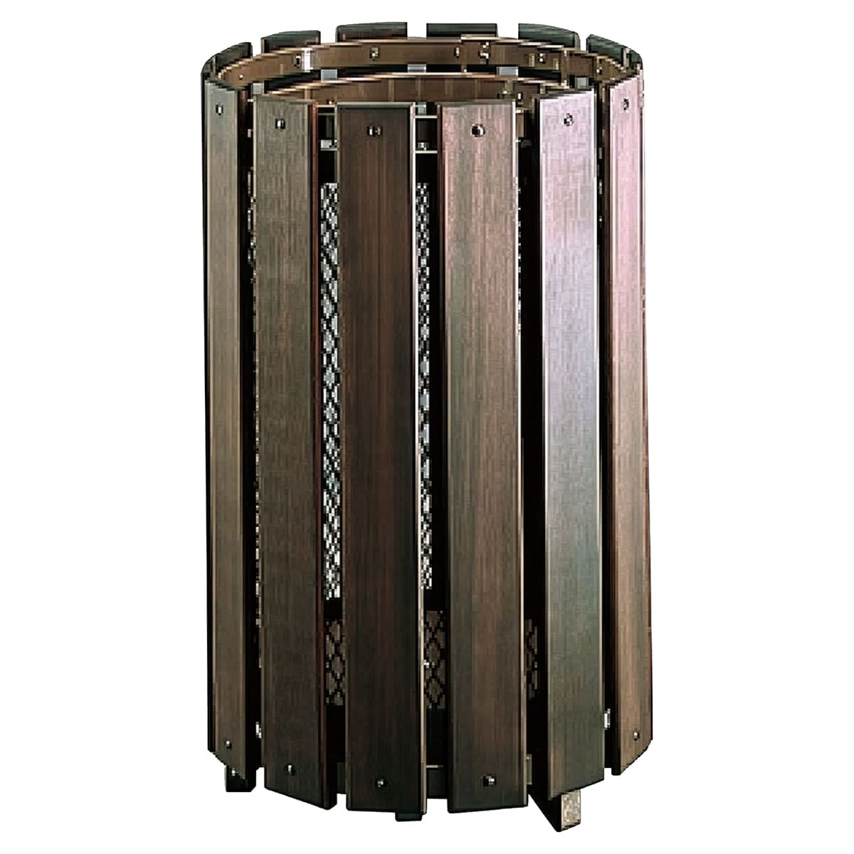 丸型 ゴミ箱/くず入れ 〔グランド 木調 #090〕 容量：約44L 中カゴ(スチール)付き 〔業務用 施設 店舗 〕 丸型 ゴミ箱⁄くず入れ 〔グランド 木調 #090〕 容量：約44L 中カゴ(