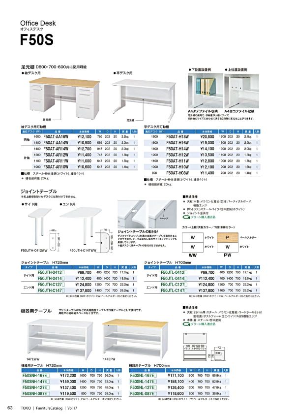 F50JTL ジョイントテーブル サイド用のカタログ画像-1