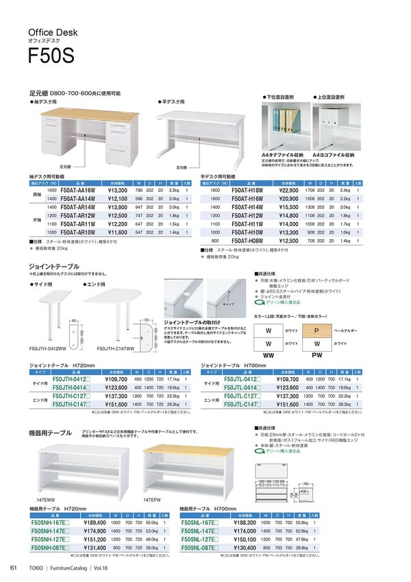 F50JTH-C ジョイントテーブル エンド用のカタログ画像-1
