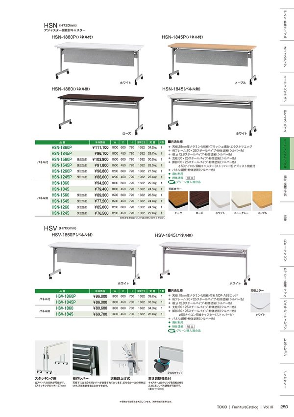 HSVテーブル H700mm パネル付のカタログ画像-2