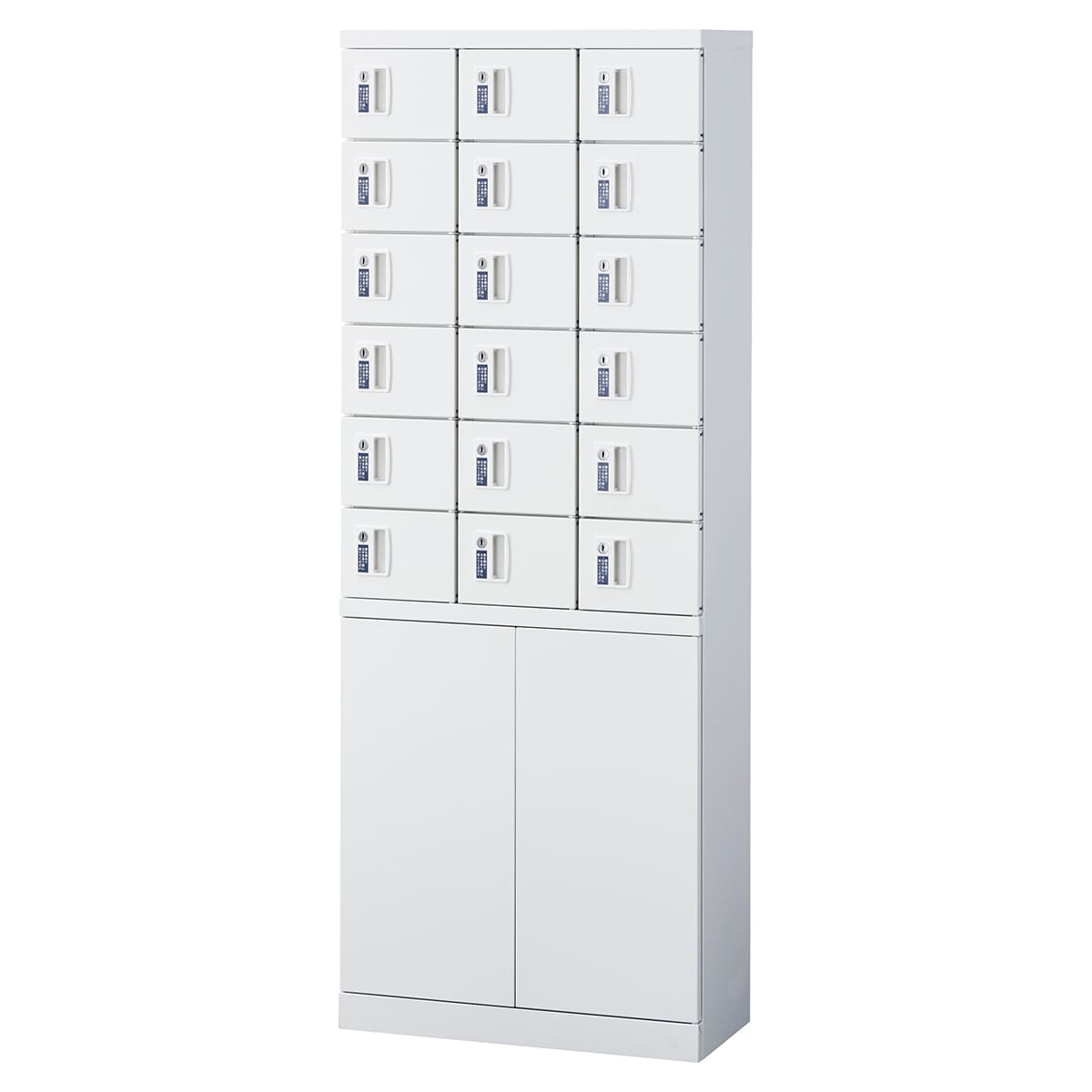 FKLKW-18H 3列6段 18人用 下部両開き収納付 ホワイト-画像1