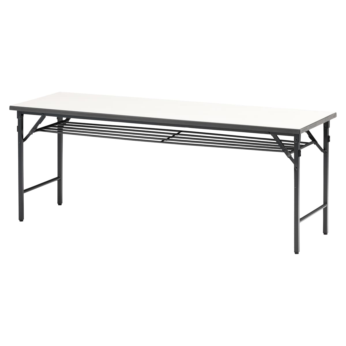 TWテーブル(ウレタン一体成型天板) スチール脚ワイド 棚付-画像1