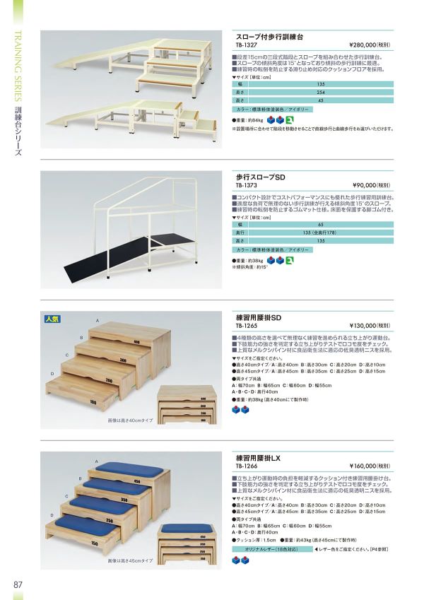 スロープ付歩行訓練台 TB-1327のカタログ画像-1