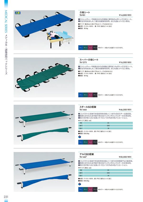 スチールSD担架 TB-1466のカタログ画像-1