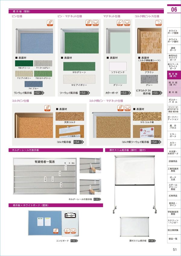 コンビボード（壁掛）掲示板（ピン使用可）／ホーローホワイト KHKのカタログ画像-3