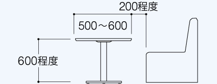 バー・スナックテーブル脚の標準高さ