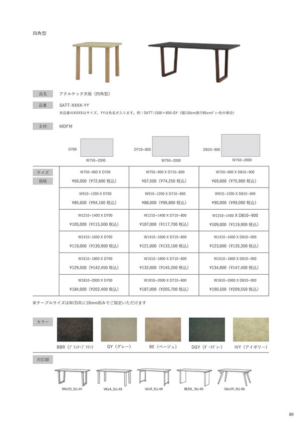 SATTシリーズ アクルテック塗装天板 モルタル調のカタログ画像-1