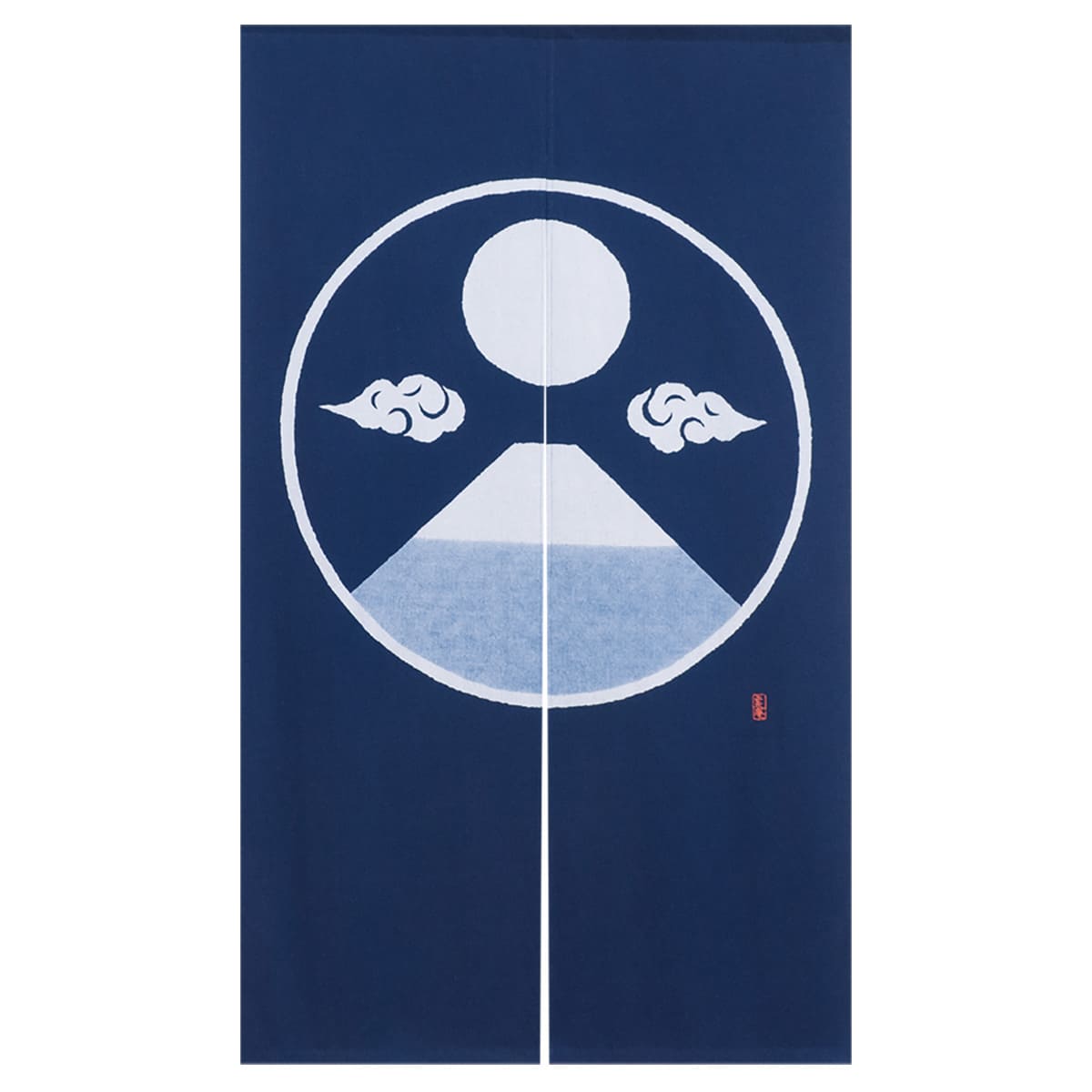 藍染のれん 富士山に月（藍） NID3028BI-画像1