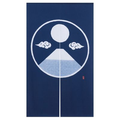藍染のれん 富士山に月（藍） NID3028BI