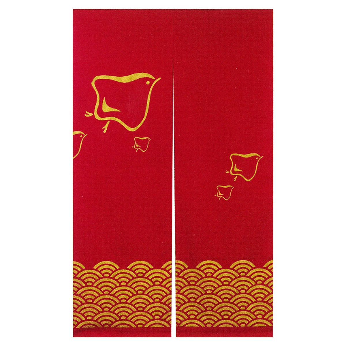 輝き のれん 千鳥に青海波（赤）900×1500 NYA7036AA-画像1