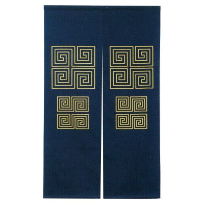 輝き のれん 雷紋（藍鉄）900×1500 NYA7037BT