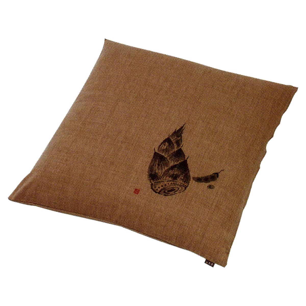 柿渋先染 かぼちゃに茄子 座布団 55×59-画像1