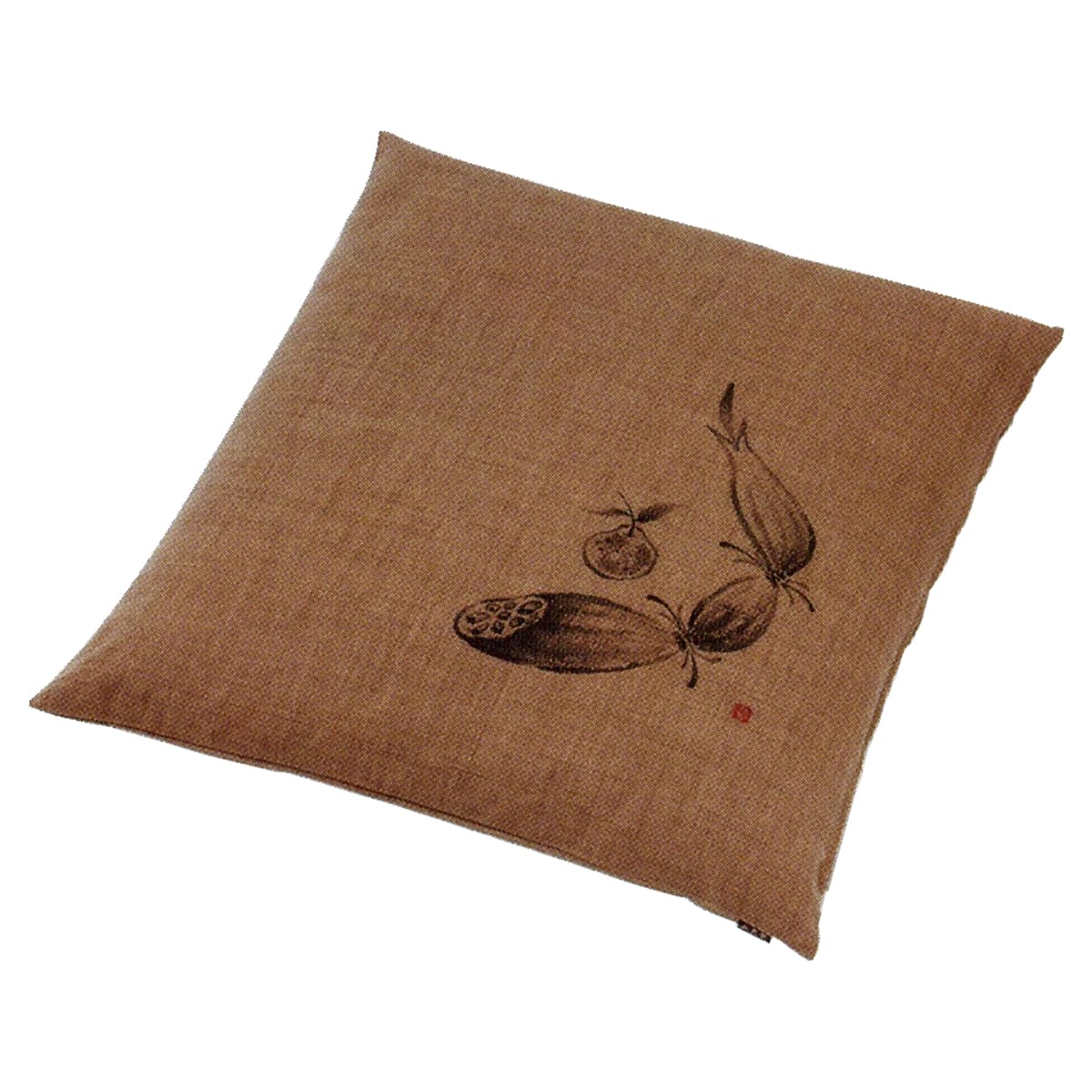 柿渋先染 かぶらに唐辛子 座布団 55×59-画像1