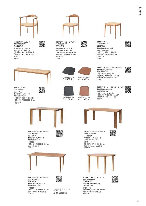 IDENTITY ダイニングセミアームチェア C310WXのカタログ画像-2