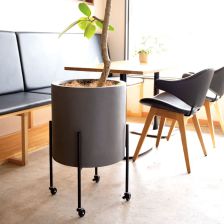 アクタスYAMATEI プラントポット ブラックキャスター付きスチール